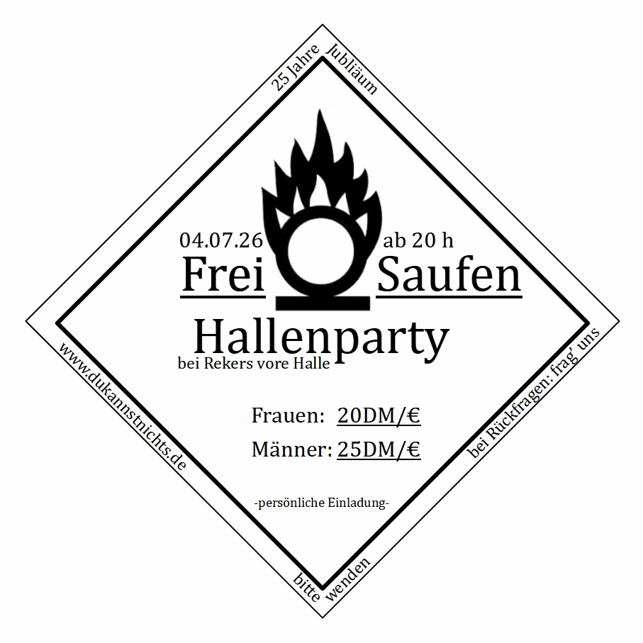 Einladung dukannstnichts.de 25 Jahre Jubiläumsfeier